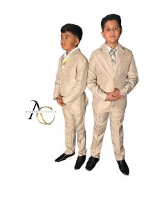 Terno Infantil Bege Microfibra Corte Italiano Slim Masculino - Tamanhos 4 ao 16-6