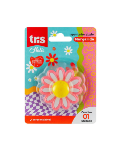 Apontador Margarida Tris Holic Dopamina Design Floral com Pompom Antistress