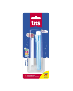 Caneta Borracha Tris Push com Refil - Cartela com 2 Peças