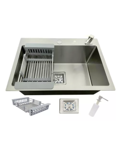 Cuba Gourmet Quadrada Aço Inox 304 Escovada 60x40cm - Completa com Acessórios