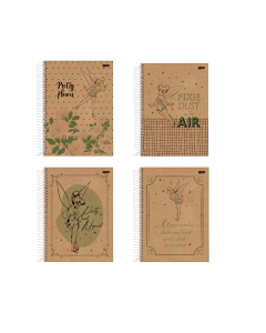 Caderno Tinker Bell Kraft Capa Dura 1 Matéria 80 Folhas 