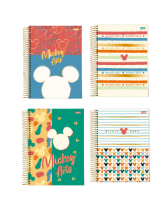 Caderno Mickey Arts Capa Dura 1 Matéria 80 Folhas Jandaia