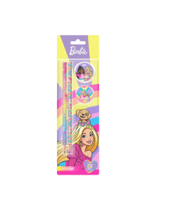 Kit Escolar Barbie C/4 Peças Lápis Borracha Apontador