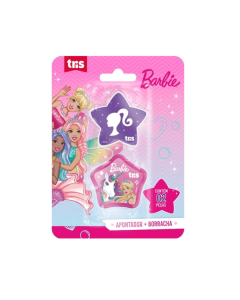 Kit Apontador com Depósito + Borracha – Cartela C/2 peças – Barbie